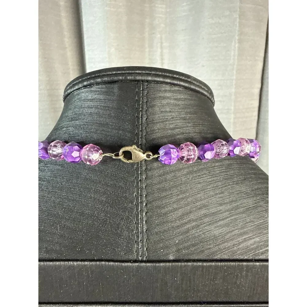 Vintage Purple Beaded Choker Necklace